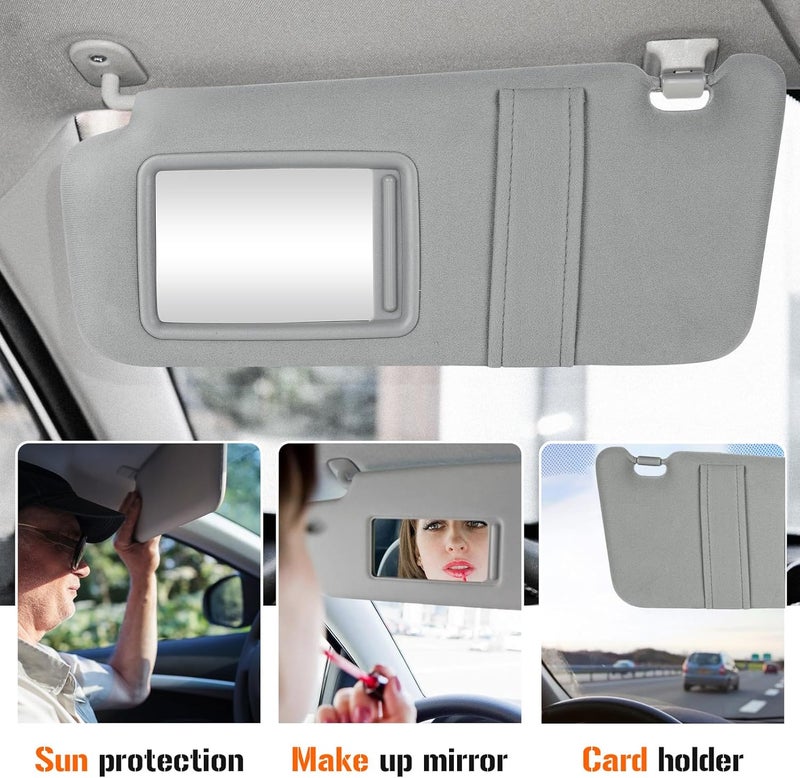 AEagle Left & Right Sun Visor with Light for Toyota Camry 2007-2011 with Sunroof, Driver & Passenger Side Gray Sunvisor Replace 74320-06800-B0 74310-06800-B0 - Image 4